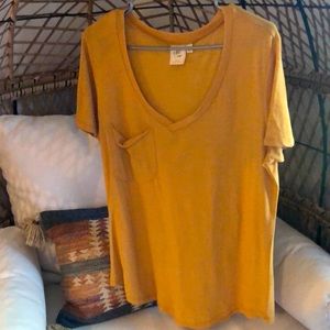 V Neck Mustard Colored Top
